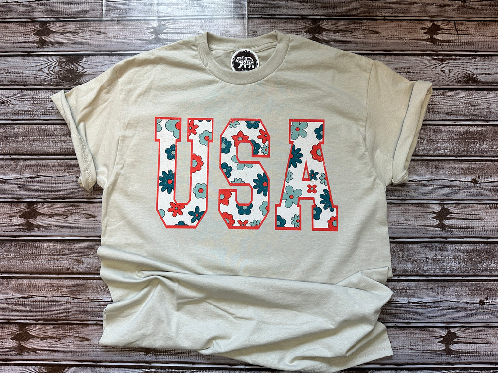 USA Flower Tee - made to order