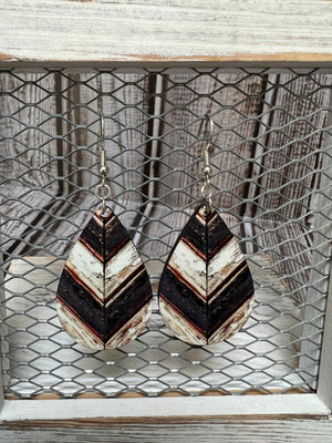 1 1/2 inch Teardrop distressed wood design sublimation eairings