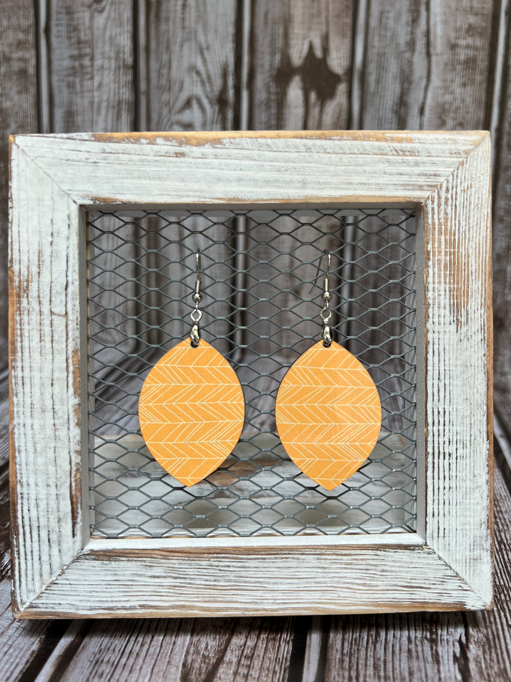 Just over 1 1/2inches fun yellow chevron print leaf sublimation earrings