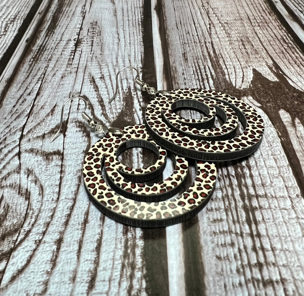 1 1/2inch leopard print circular sublimation earrings