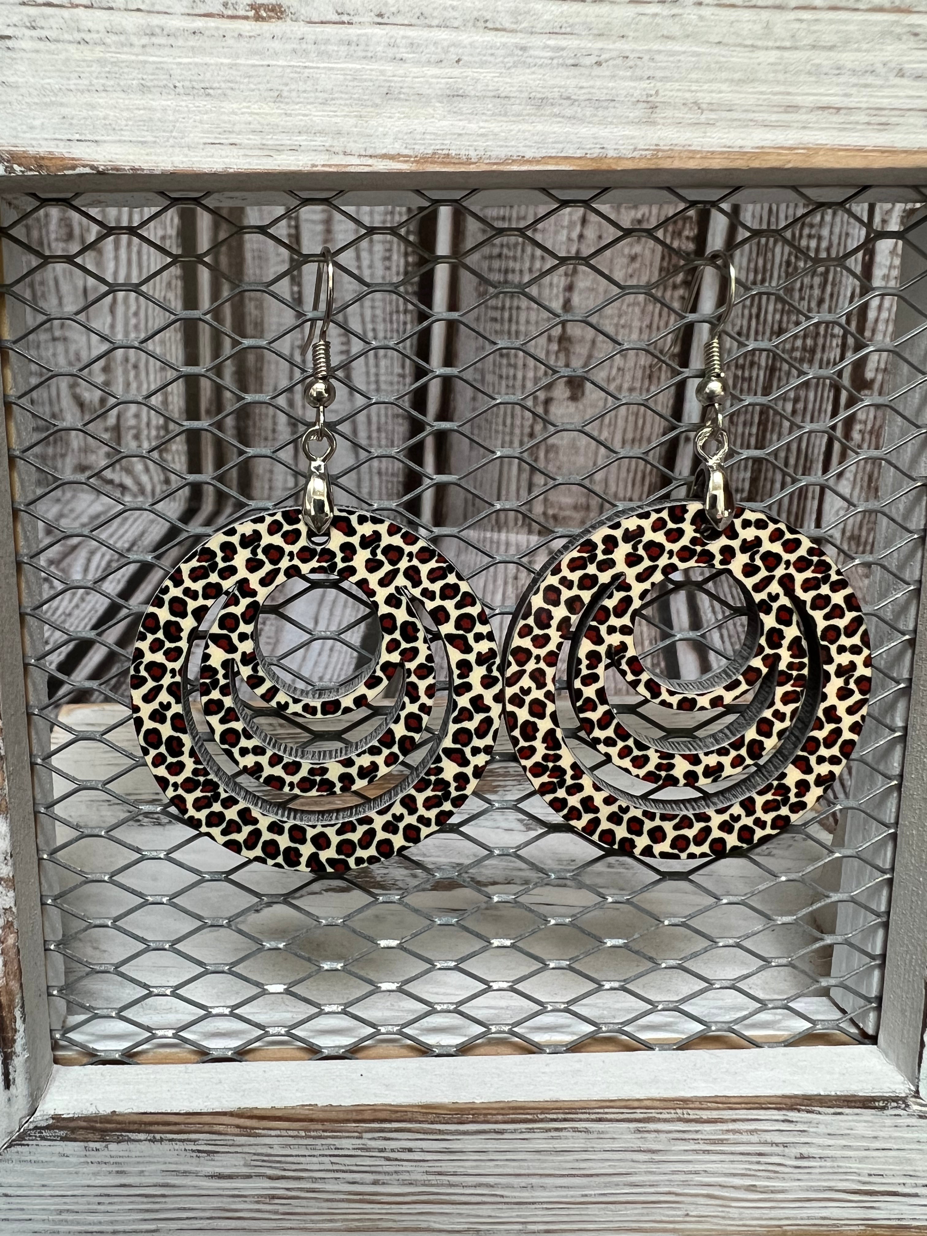 1 1/2inch leopard print circular sublimation earrings