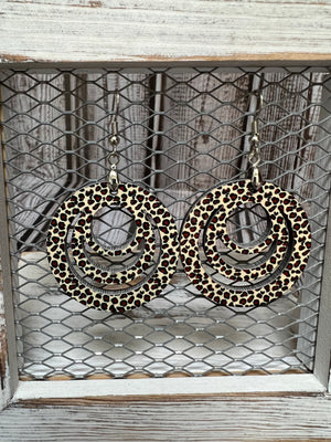 1 1/2inch leopard print circular sublimation earrings