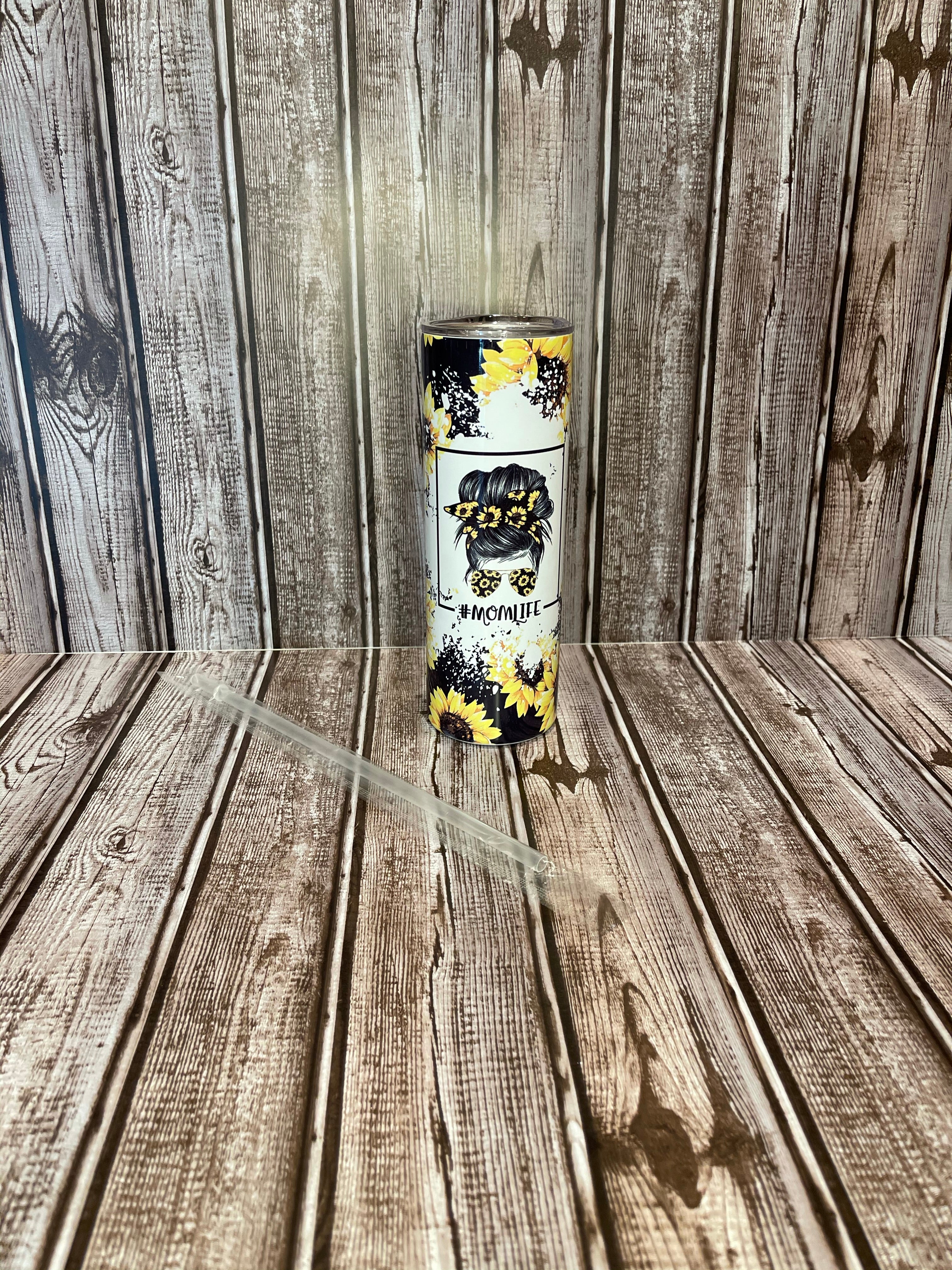Made to order #Momlife sunflower 20 ounce tumbler