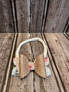 Flower with Pink Glitter 3 inch HeadBand