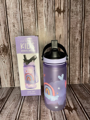 12oz insulated kids rainbow cup with straw lid