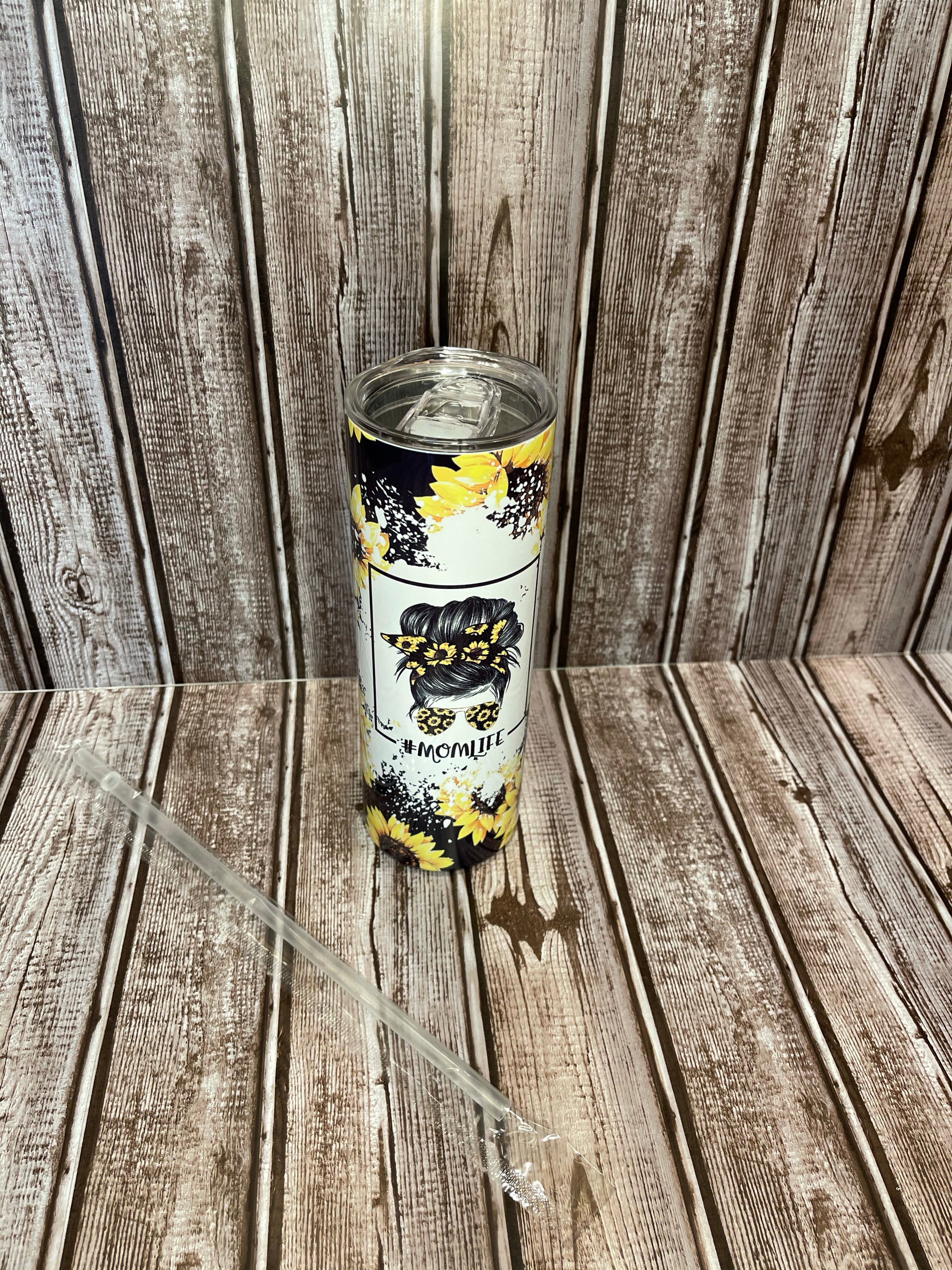 Made to order #Momlife sunflower 20 ounce tumbler