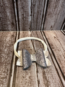 Grey With White Snowman/Silver Glitter 3 inch Hair Bands