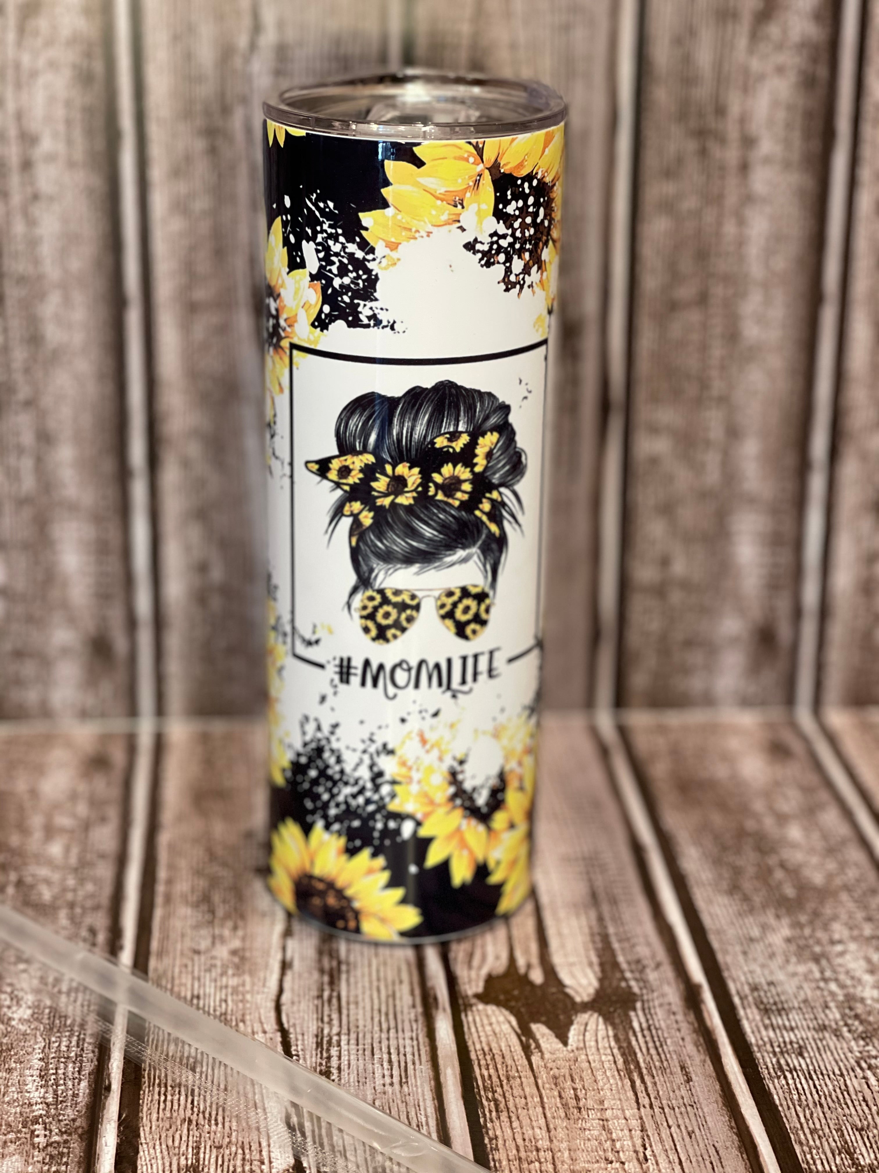 Made to order #Momlife sunflower 20 ounce tumbler