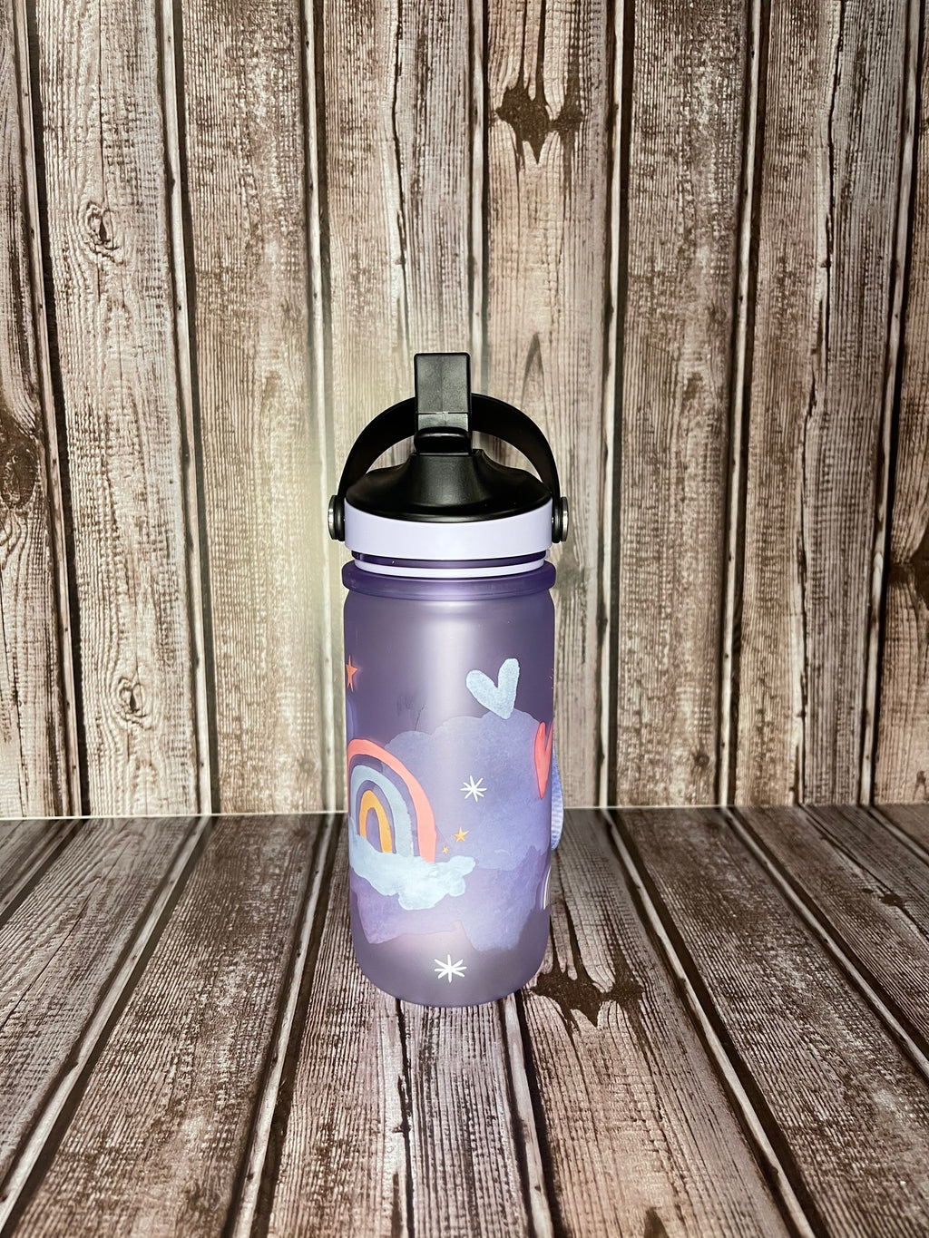 12oz insulated kids rainbow cup with straw lid