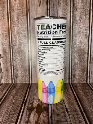 Made to order-Teacher Tumbler Crayons