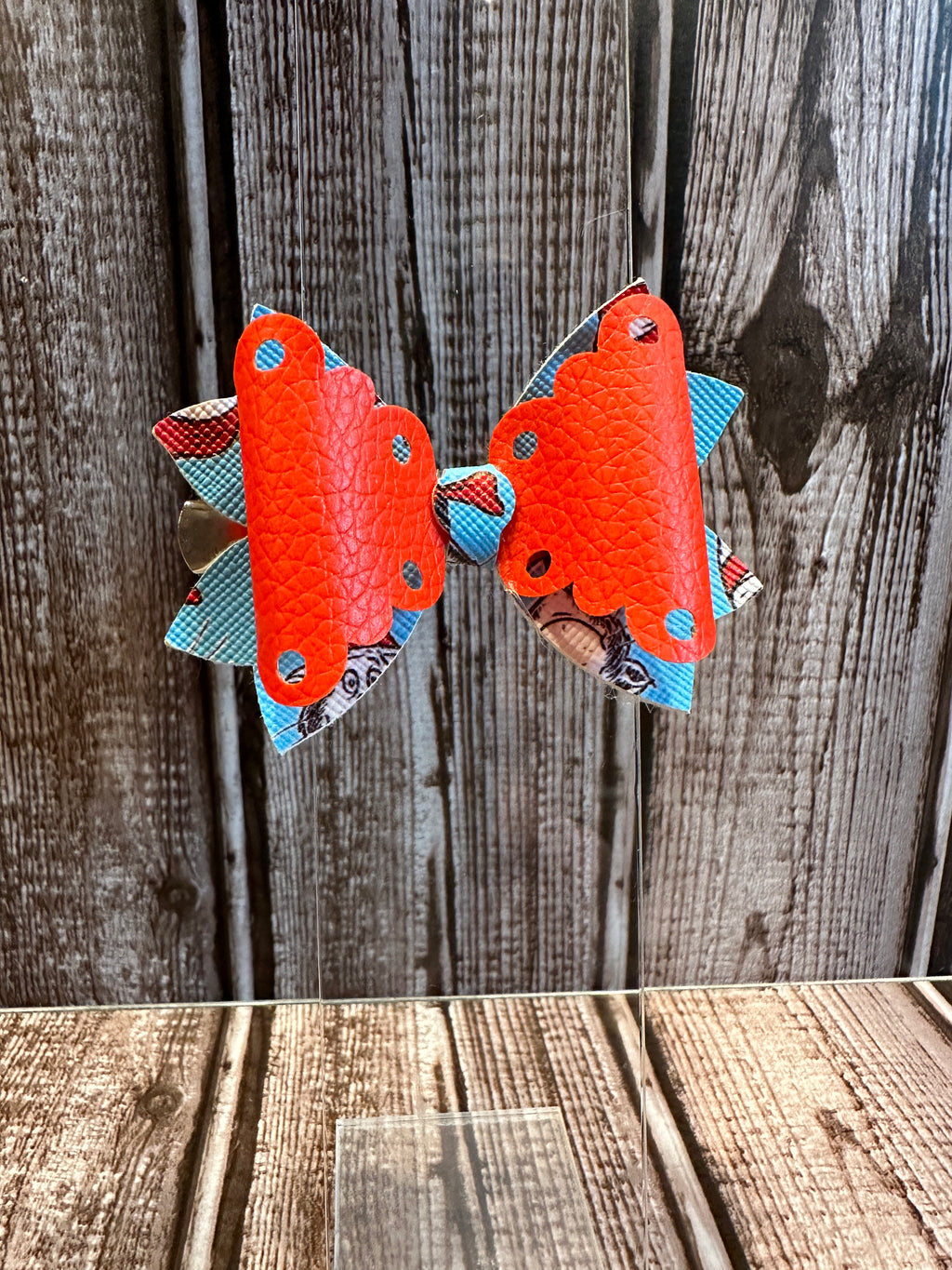 Blue and Red 3 inch Hair Bow